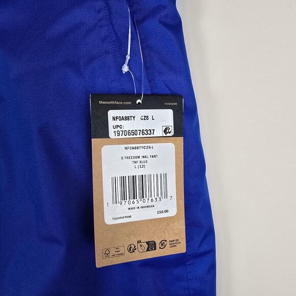 The North Face Boys Size L/12 Freedom Insulated Snow Pants TNF Blue Winter Ski - Picture 2 of 4